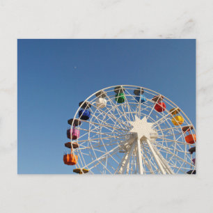 Ferris wheel with colourful baskets postcard