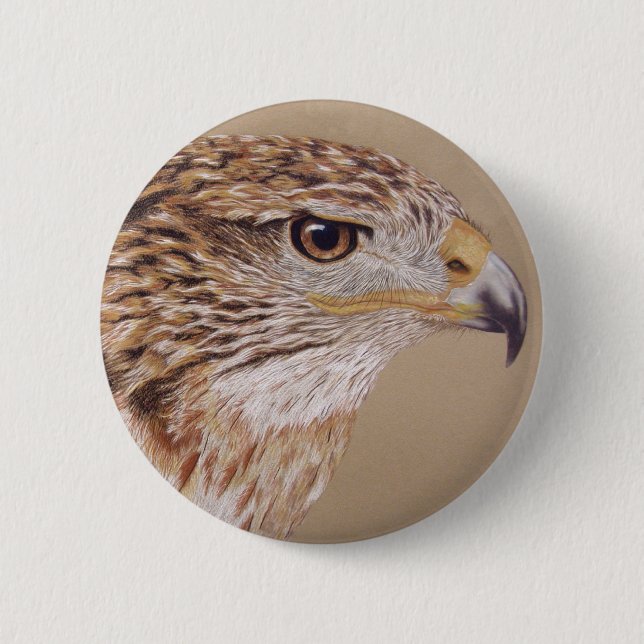 Ferruginous Hawk 2 Inch Round Button (Front)