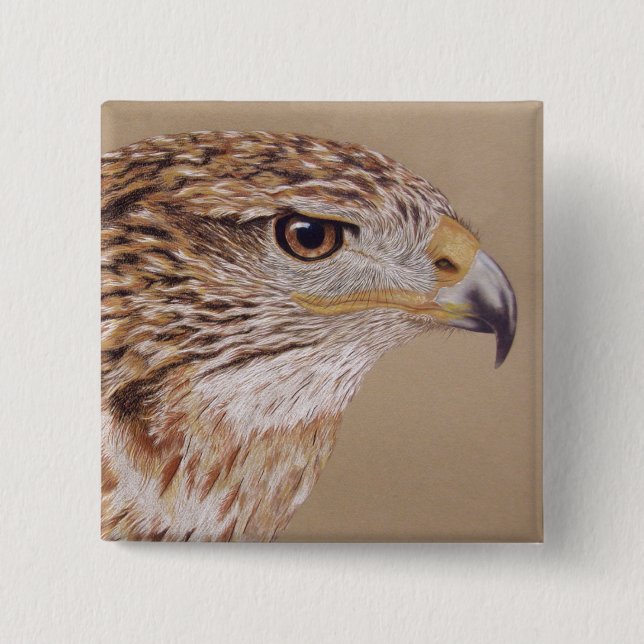 Ferruginous Hawk 2 Inch Square Button (Front)