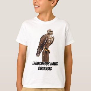 ferruginous Hawk perched on pole T-Shirt