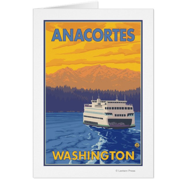 Ferry and Mountains - Anacortes, Washington (Front)