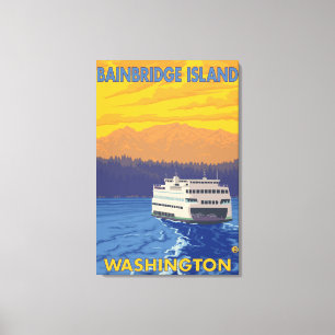 Ferry and Mountains - Bainbridge Island, WA Canvas Print