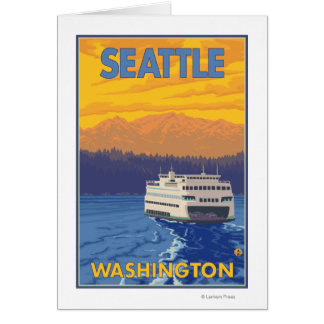 Ferry and Mountains - Seattle, Washington