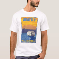 Ferry and Mountains - Seattle, Washington