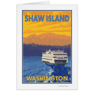 Ferry and Mountains - Shaw Island, Washington