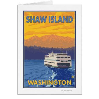 Ferry and Mountains - Shaw Island, Washington