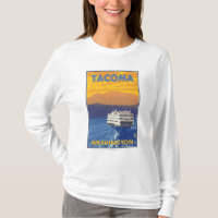 Ferry and Mountains - Tacoma, Washington