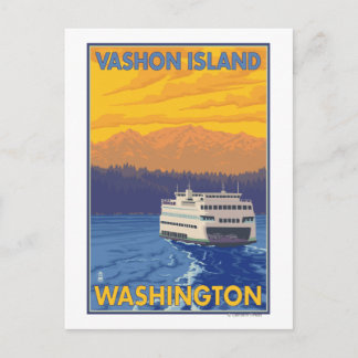 Ferry and Mountains - Vashon Island, Postcard