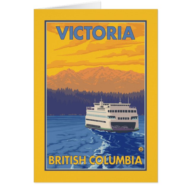 Ferry and Mountains - Victoria, BC Canada (Front)