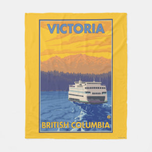 Ferry and Mountains - Victoria, BC Canada Fleece Blanket