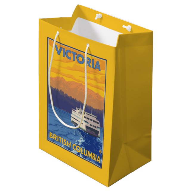Ferry and Mountains - Victoria, BC Canada Medium Gift Bag (Front Angled)