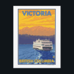 Ferry and Mountains - Victoria, BC Canada Postcard<br><div class="desc">Ferry and Mountains - Victoria,  BC Canada - Vintage Travel Poster was created in 2007. This image depicts scenes from Victoria,  British Columbia,  Canada.</div>