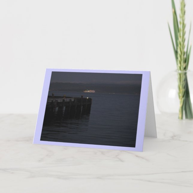 Ferry at Night Crossing Greeting Card (Front)