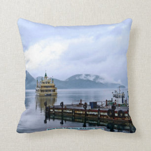 Ferry Boat, Lake Toya, Hokkaido, Japan Throw Pillow