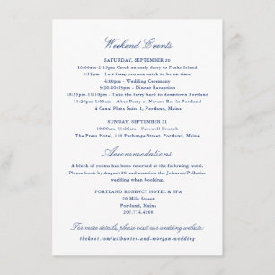 Ferry Boat Schedule Wedding Insert Card