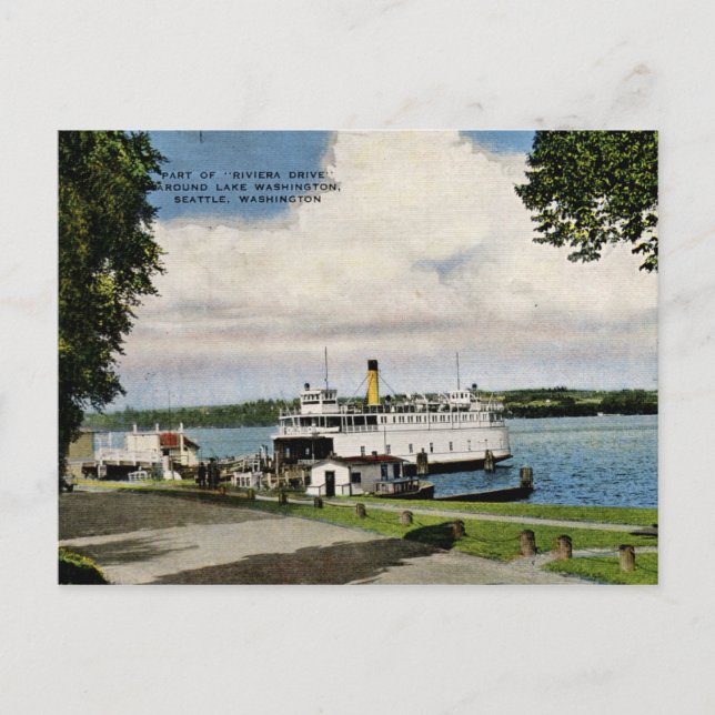 Ferry, Lake Washington, Seattle Vintage Postcard (Front)