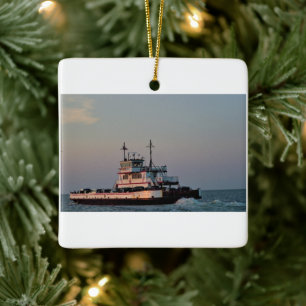 Ferry on the Water Ceramic Ornament