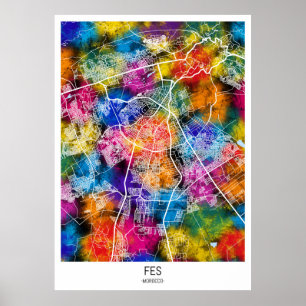 Fes Morocco City Map Poster