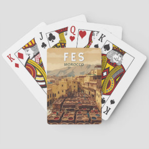 Fes Morocco Illustration Travel Art Vintage Playing Cards