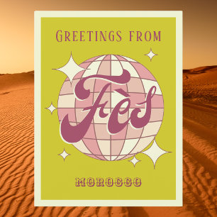 Fès Morocco vacation retro green Postcard