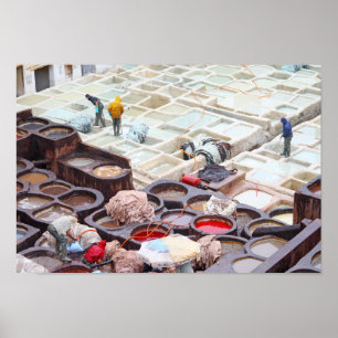Fes tanneries, Morocco Poster