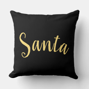 Fesitve SANTA Script On Formal Modern Rich Black Throw Pillow