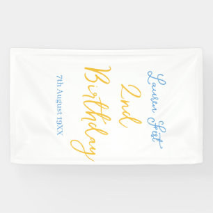fest 2nd birthday name date yellow blue boho kids banner