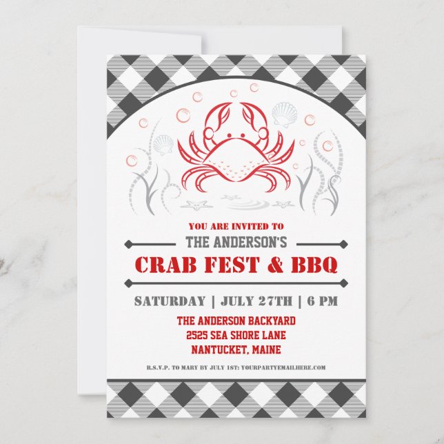 Fest de crabe d'été et invitation de partie de BBQ (Devant)