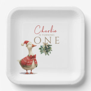 Fest Winter Birthday One Silly Christmas Goose  Paper Plate