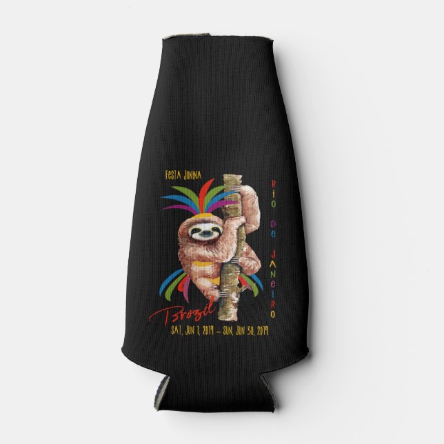 Festa Junina, Rio de Janeiro, Brazil, Sloth Animal Bottle Cooler (Front)
