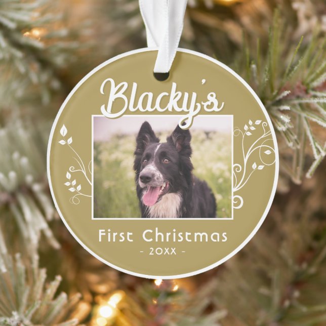 Festif First Christmas Puppy Name Foliage Photo (Arbre)