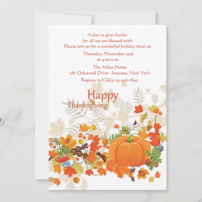 Festif Merci à Thanksgiving Invitation (Devant)