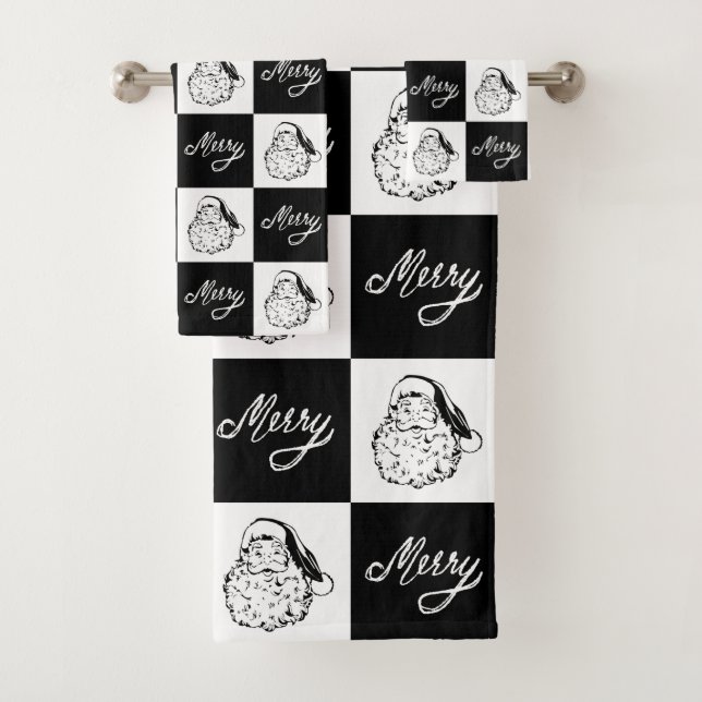 Festif moderne noir blanc Père Noël visage Noël (En situation)