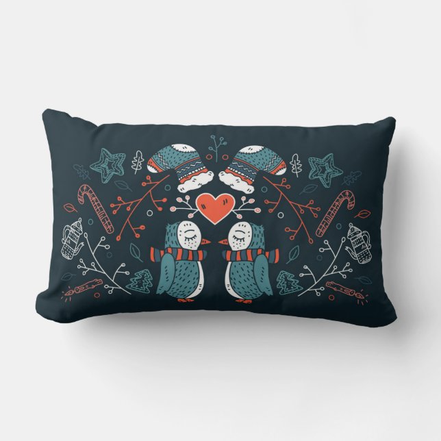 Festif Noël adorable Penguins Lumbar Coussin (Recto)