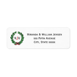 Festif Noël Noël Noël Holly Wreath Monogramme