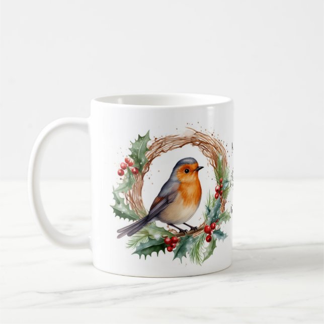 Festif Robin Rouge Noël Mug cadeau (Gauche)