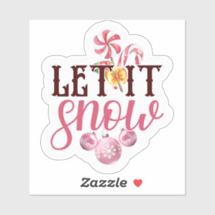 Festif rose Let It Snow Holiday Sticker Design