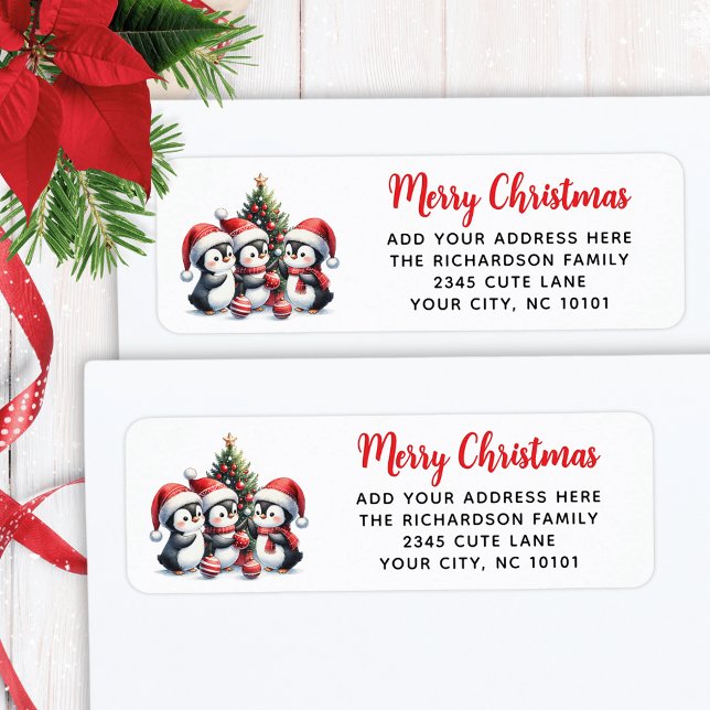 Festif Rouge Blanc Joyeux Pingouins de Noël mignon (Créateur téléchargé)