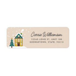 Festif Winter Holiday House Retourner Adresse étiq