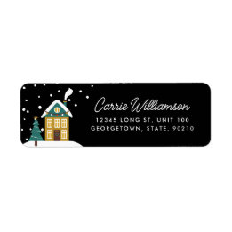 Festif Winter Holiday House Retourner Adresse étiq