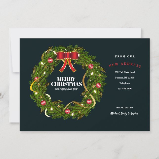 Festif Wreath Moving Faire-part (Devant)