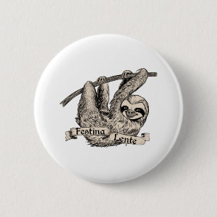 Festina Lente Three-Toed Sloth  2 Inch Round Button