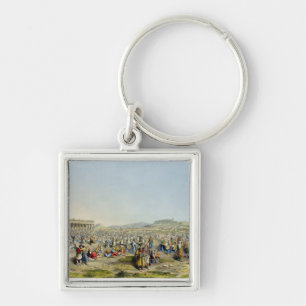 Festival at Athens, pub. by J. Rodwell, 1830 (aqua Keychain