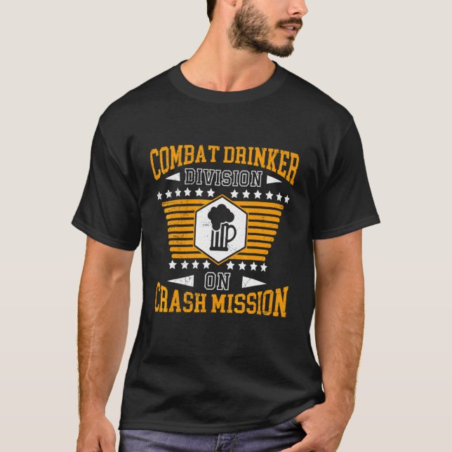 Festival Beer Drinker Men Boozing Combat Drinker T-Shirt (Front)