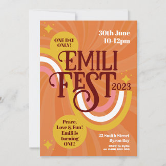Festival Birthday Boho Groovy Invitation