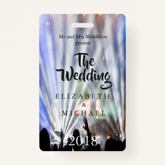 Festival  Bright Lights Fun Wedding Invitation Badge (Front)