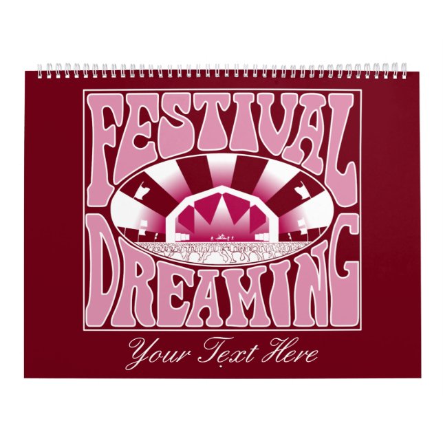 Festival Dreaming Retro White-Pink-Cranberry Calendar (Cover)
