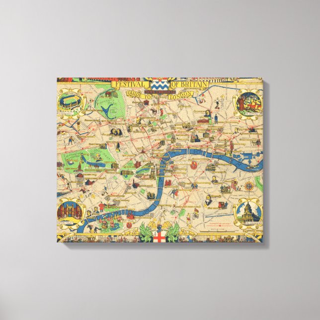 Festival of Britain: Guide to London Map Canvas Print (Front)