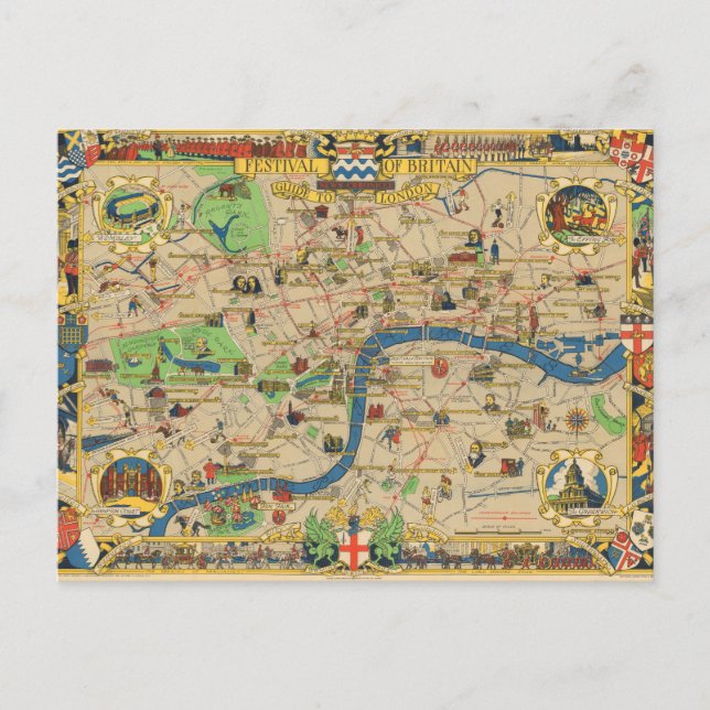 Festival of Britain: Guide to London Map Postcard (Front)