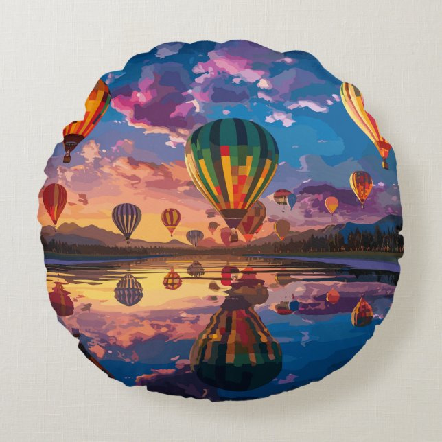 Festival of Hot Air Balloons Round Pillow (Front)